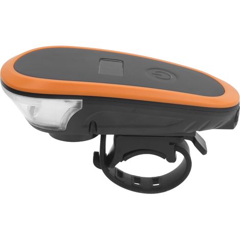 Phare de vélo, éclairage avant rechargeable par USB, avertisseur sonore pour les sorties nocturnes, orange. (1/5)
