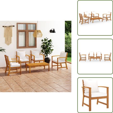 Cuscini in legno - vidaXL Set Divani da Giardino 5 pz con Cuscini in Massello di Acacia - Tavolino da caffè