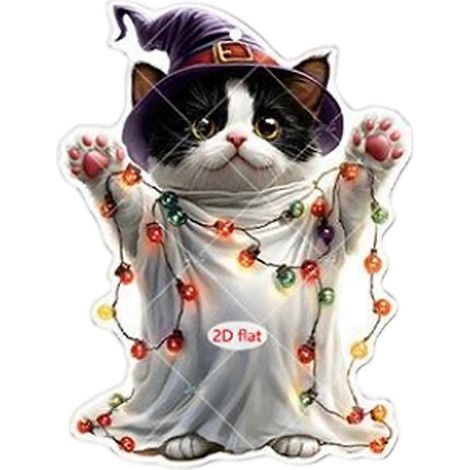 Schwarze Skelettkatze als Acryl-Hängefigur – Halloween-Deko für Auto, Rückspiegel, Zuhause, Tasche & Geschenk (1 Stück) Mehrfarbig (1/5)