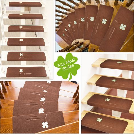 Tapis d'escalier phosphorescents, tapis, tapis antidérapants en PVC auto-adhésifs sans colle, tapis de sol brodés, tapis de marche, ensembles de 5 pièces disponibles sur Amazon Wuhan. (1/5)