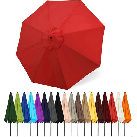 Auvent De Remplacement pour Parasol De Terrasse, Toile De Parasol pour Cour Jardin Plage, Protection UV Housse De Rechange(Red,2.5m - 8Ribs)