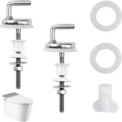 Lot de 2 charnières de siège de toilette, fixations de siège de toilette avec raccords et pièces de rechange compatibles, charnières de siège de toilette à dégagement rapide pour trous aveugles de (1/5)