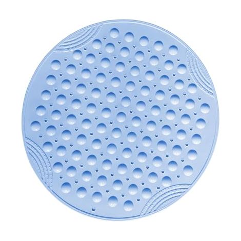 Tapis de Douche antidérapant Rond Tapis de Douche antidérapant avec ventouses Lavable en Machine Tapis Douche,Bleu (1/4)
