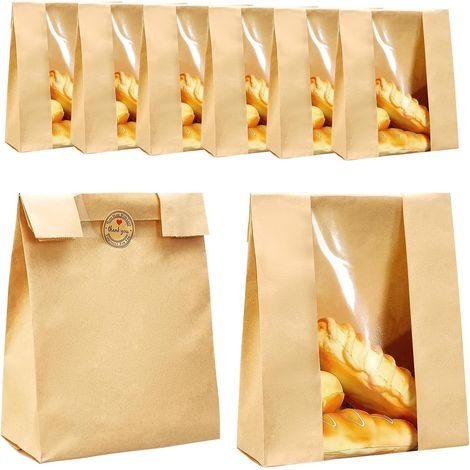 50 Kraft Paper Sourdough Bags with Clear Window for Homemade Bread and Baked Goods Packaging and Storage (13.7x8.2x3.7 Inches) (1/5)
