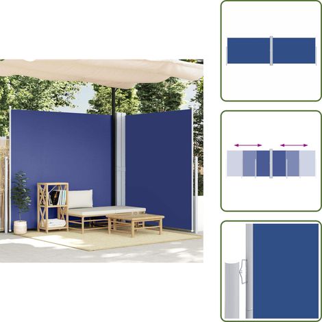Seitenmarkise Ausziehbar Blau 220x600 cm - Gartensaite - Markise - Sonnenschutz - Gartendeko - Terrassenzaun