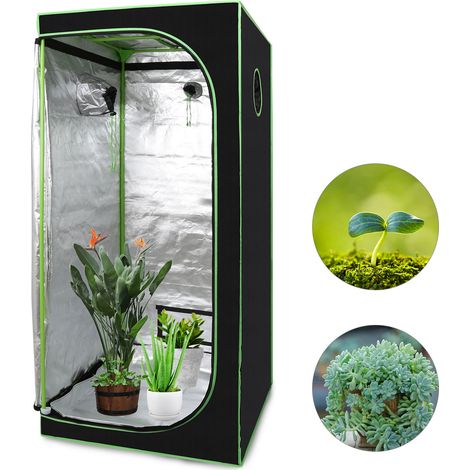 Jiubiaz Growbox Indoor Pflanzzelt mit Reißverschluss, Kabelöffnungen und reflektierender Innenfolie 80x80x180cm (1/5)