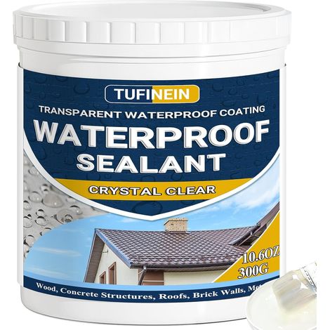 Liquide Étanchéité Transparent 300G, Agent de Revetement Impermeable Transparent Intérieure et Extérieure Membrane d'Étanchéité Waterstop Imperméable Transparente (1/5)