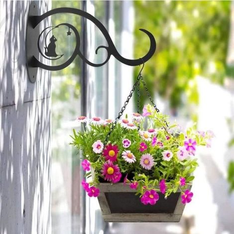 2pcs Support Plante Mural Balcon,Crochet de Suspension en Fer Forgé Panier Suspendu Murale pour Plantes Décor Extérieur (1/4)
