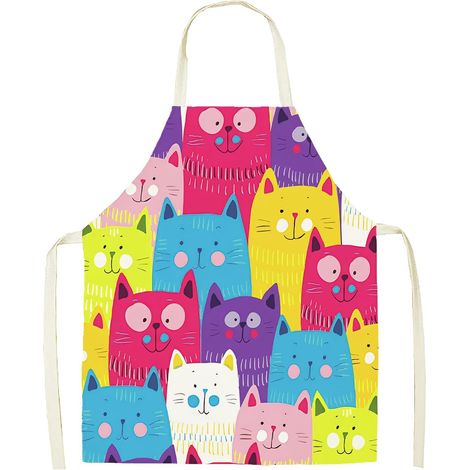 Tablier Cuisine Chat Bavoir Ajustable pour Homme et Femme Adulte, Motif Chat, Amusant et Mignon, pour la Cuisine, la Maison, le Mafé, le Restaurant ou le Jardin (Multicolore) (1/5)