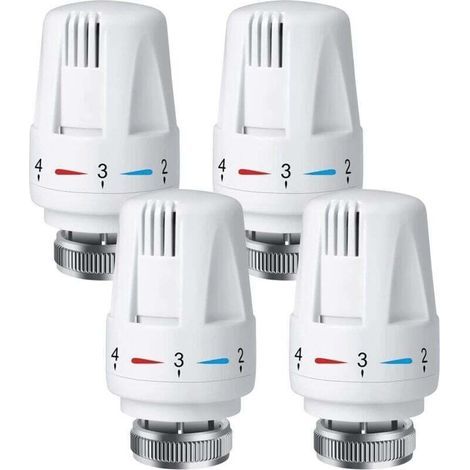Tête de robinet thermostatique de radiateur en 4 parties, tête de robinet thermostatique de radiateur, robinet thermostatique de radiateur, tête thermostatique M30 x 1,5 (1/4)