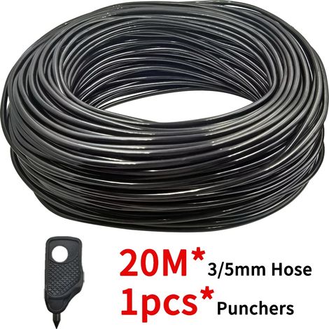 (KSL01-KIT260-20M) Tuyau d'arrosage de jardin 3/5 mm, tuyau PVC 1/8'', micro-goutte avec perforateur pour balcon et serre (1/5)