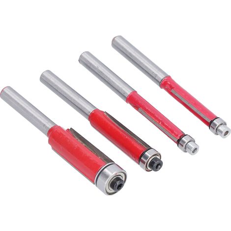 4Pcs Défonceuse Affleureuse Fraise 1/4in Queue Roulement Supérieur 1/4in 5/16in 3/8in 1/2in Diamètre de Coupe (1/5)