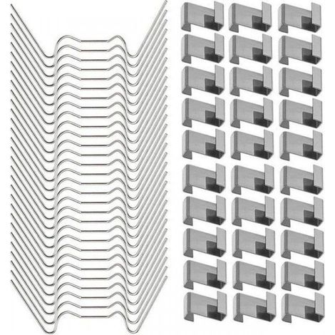 Kit de réparation de serre, comprend 100 clips de fixation en acier inoxydable pour vitre de serre (50 clips de fil W pour vitrage de serre + 50 clips de fixation en Z pour vitrage de serre) (1/5)