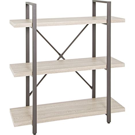 étagère Marron, chêne Clair, métal, Plateau nid d'abeille - Dim.: L 90 cm x H 102 cm x P 33 cm, Style: Modern (1/3)