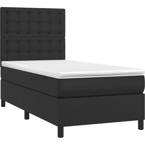 Struttura letto LED con testiera materasso a molle 100x200 cm sintetico nero TDL0209311