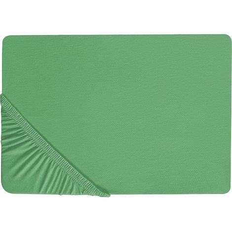 Sábana de algodón verde 200 x 200 cm ajustable bordes elásticos sólido Janbu