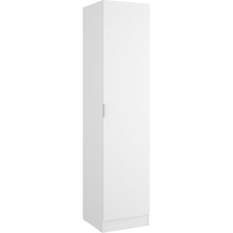 Pegane – Armoire étroite en panneaux de particules mélaminés blanc – Longueur 41 cm – Profondeur 52 cm – Hauteur 184 cm – 3 étagères dont 2 réglables