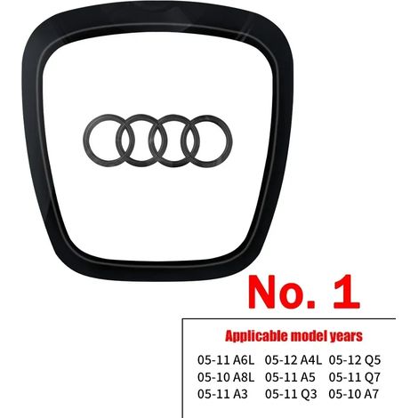 (N° 1 Noir brillant) Logo de volant automobile, bande adhésive brillante, logo de voiture électroplaqué, autocollant compatible avec Audi A3, A4, B8, 8P, B9, 8V, A5, A6, C7, A7, Q3, Q5, Q7 (1/4)