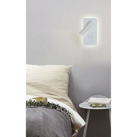 TrAdE Shop Traesio - Applique A Muro 6 W Doppia Fonte Luminosa Led Cob Smd Luce 6500k 3000k 4000k E20 - -Bianco Naturale -