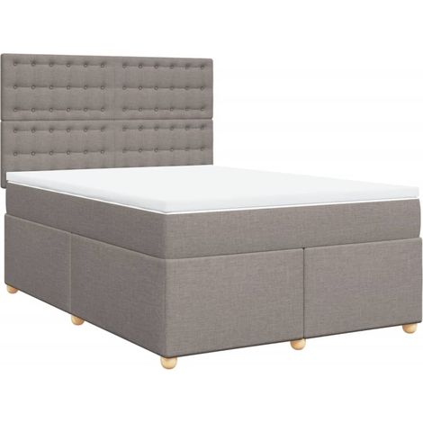 Maison Exclusive - Sommier à lattes de lit avec matelas Taupe 160x200 cm Tissu (1/5)