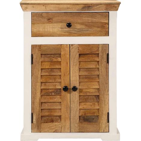 Maison Exclusive - Credenza Bianca e Marrone 55x30x73 cm Massello di Mango Grezzo (1/5)