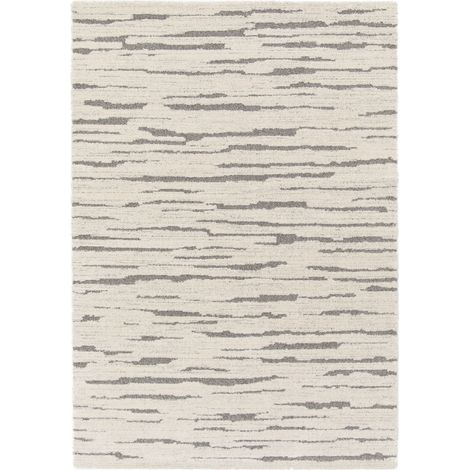 DESIGN DOUCEUR - Tapis doux moderne à relief écru et gris beige 160x230 (1/5)