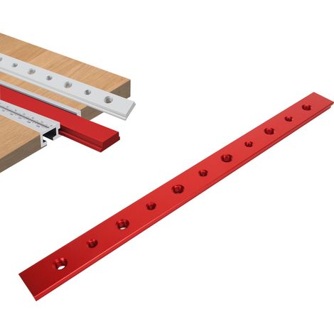 Glissière perforée de 300 mm, rail de glissement en alliage d'aluminium pour le travail du bois, pièce de rechange pour table de scie à graver ou établi de scie circulaire, rouge (1/5)