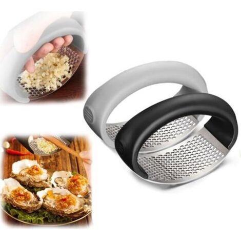 Presse-ail à bascule en acier inoxydable - Appareil de cuisson - Noir et gris 2PCdengyank (1/5)
