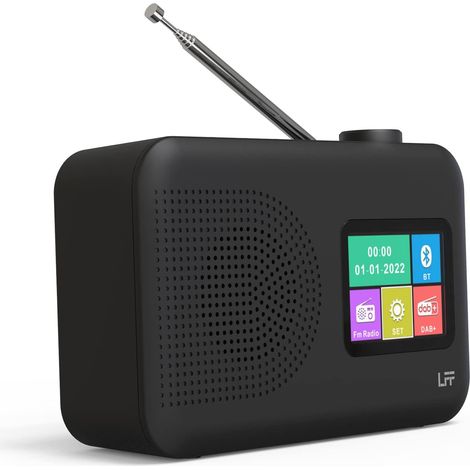 Radio numérique - Petite radio FM numérique avec + et Bluetooth, affichage couleur, fonction batterie ou câble - Noir (1/2)