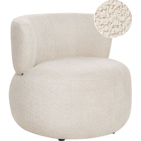 Cosy Armchair Light Beige Polyester Chenille Upholstery Modern Comfy Seat Armless Curved Backrest Scandinavian VOLDA (1/5)