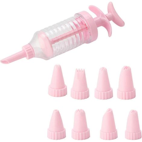 1 kit de douilles à pâtisserie, seringues roses de qualité alimentaire (1/5)