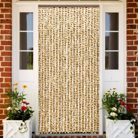 Rideau de porte amovible,Moustiquaire Beige et marron 90x220 cm Chenille - DH94885 (1/5)