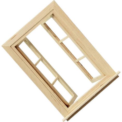 Modèle de mini-fenêtre décorative en bois (1 pièce) - Cadre de fenêtre à six croisillons (1/5)