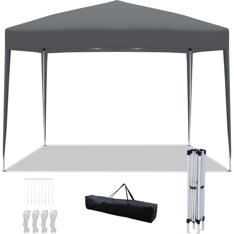 Randaco Faltpavillon 3x3 m wasserdicht, Pavillon faltbar mit Tasche, stabiles Gartenzelt & Partyzelt für Garten, Camping, Strand & Outdoor, Grau (1/5)