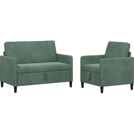 Sofa Set mit Stauraum 2 stk. Meergrün Polyester vidaXL