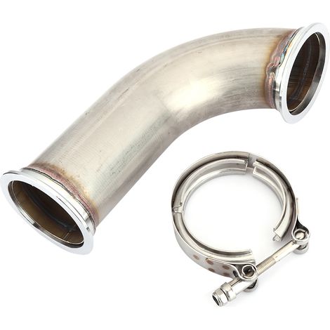 Bande V universelle de 3 pouces à 90 ° avec tuyau de serrage, tuyau de descente en acier inoxydable à jambe courte (1/5)
