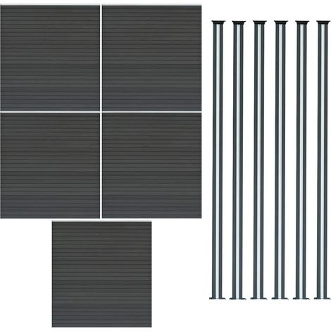 Composite Fence Panel x 5 & 6 Aluminium Posts 6ft Board Grey
