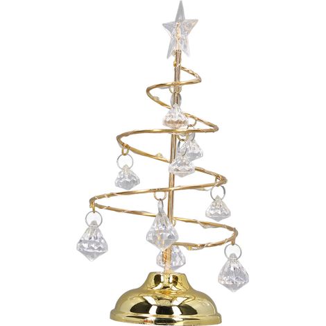 Lampe de Noël LED pour sapin, petite lampe décorative en cristal et fer, veilleuse idéale pour offrir, lumière dorée chaude (1/5)
