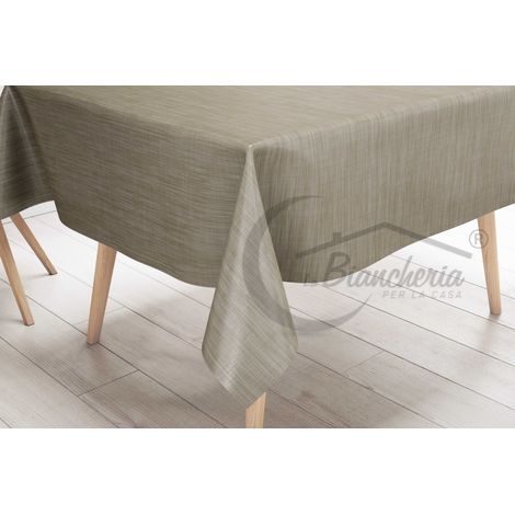 TOVAGLIA LIMA © in TELA CERATA plastificata LAVABILE idrorepellente in PVC UNITO BEIGE made in Italy Cm. 140x140 x4 persone