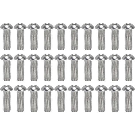 30-teiliges Set Innensechskantschrauben mit Knopfkopf, A2 Edelstahl, M10x1,5, Grobgewinde