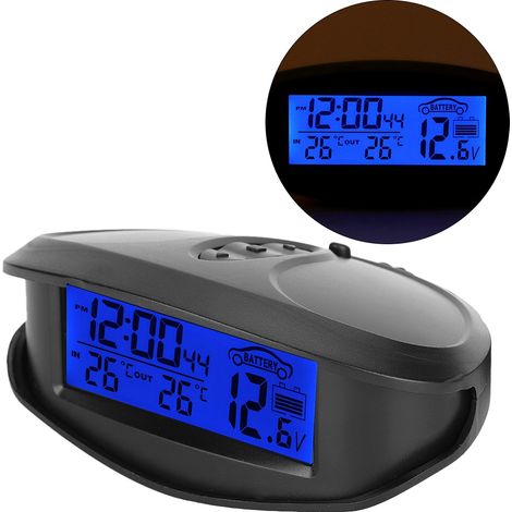 Thermomètre/voltmètre automobile numérique à LED EC98 avec fonction heure (1/5)
