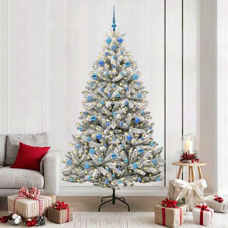 Künstlicher Weihnachtsbaum Grün und Weiß 210 cm PVC und Metall