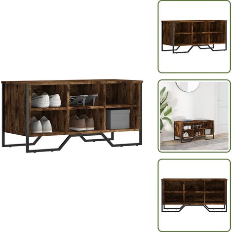 Armoire à chaussures chêne fumé 90x38x45,5 cm bois d'ingénierie - Armoire À Chaussures - Armoires À Chaussures - Étagère À Chaussures - Rangement À Chaussures (1/5)