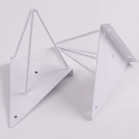 Equerre Etagere Flottantes Forme en Triángulo Geométrico, 16 x 17.5 cm Supports Etagere Dissimulé Invisible Vintage en Fer du Mural, Equerre Mural avec Vis Industriel pour Déco Salon, 2 Pièces/ Blanc- (1/5)