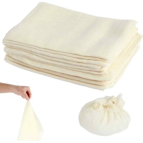 Lot de 12 étamines en coton naturel non blanchi de 50 cm (20 pouces), réutilisables et biologiques, pour la fabrication du fromage, (1/5)