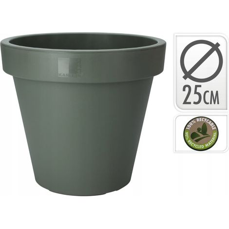 Pot de jardin décoratif rond vert 25 x 22 cm
