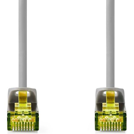 Cable de red CAT7  S/FTP  RJ45 macho  RJ45 macho  0,25m  Sin enganches  Redondo  LSZH  Gris  Etiqueta