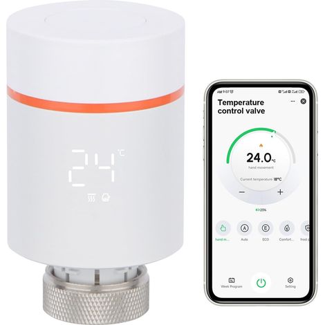 Thermostat intelligent de radiateur 1411ZC, actionneur de radiateur TRV programmable pour contrôle de la température multi-pièces, hub requis (1/5)