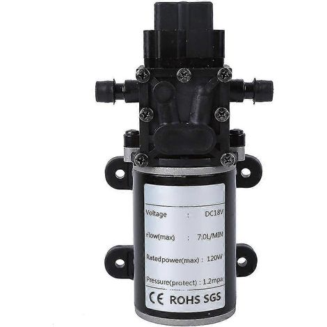 Pompe à membrane intelligente haute pression DC12V 120W 7L/min Sortie d'eau droite 10 mm Moteur 18V (1/5)
