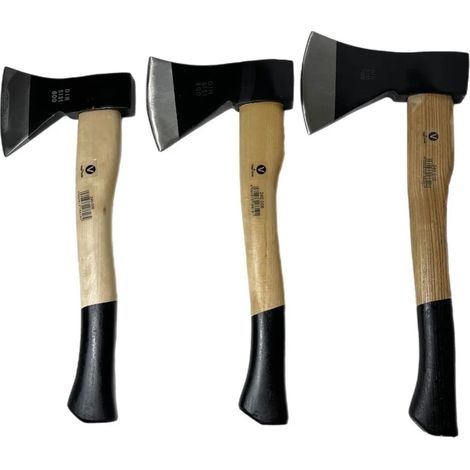Ensemble de 3 haches de 600, 800 et 1000 g : hachette de jardin, hache à fendre le bois (1/5)